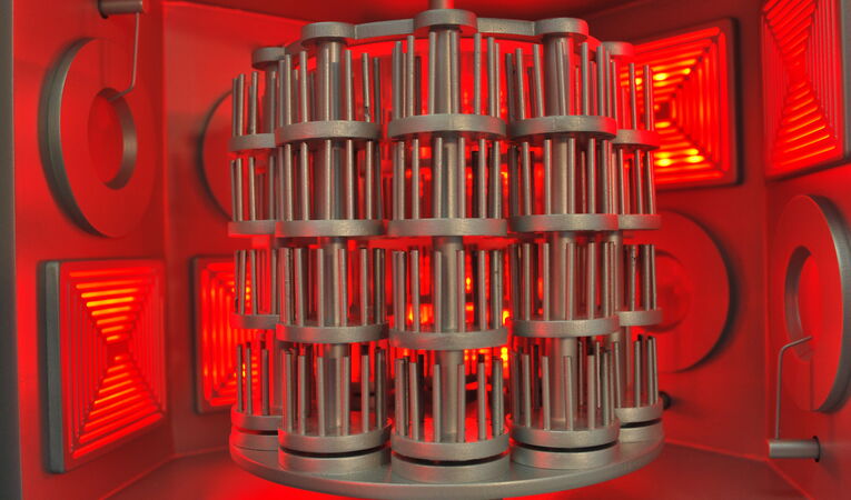 Industrial machine model with integrated lighting simulation.