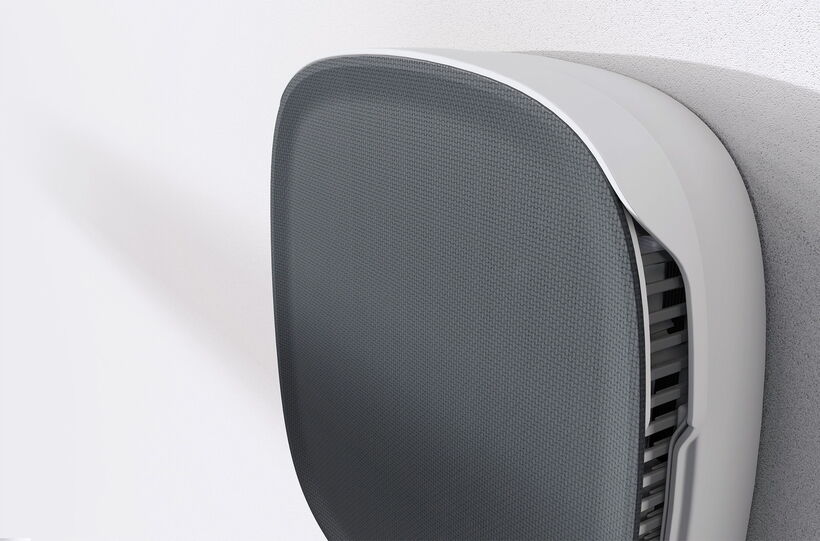 Produktdesign des Impruf Novarius Lüftungssystems für eine wohnraumgerechte Luftverteilung.