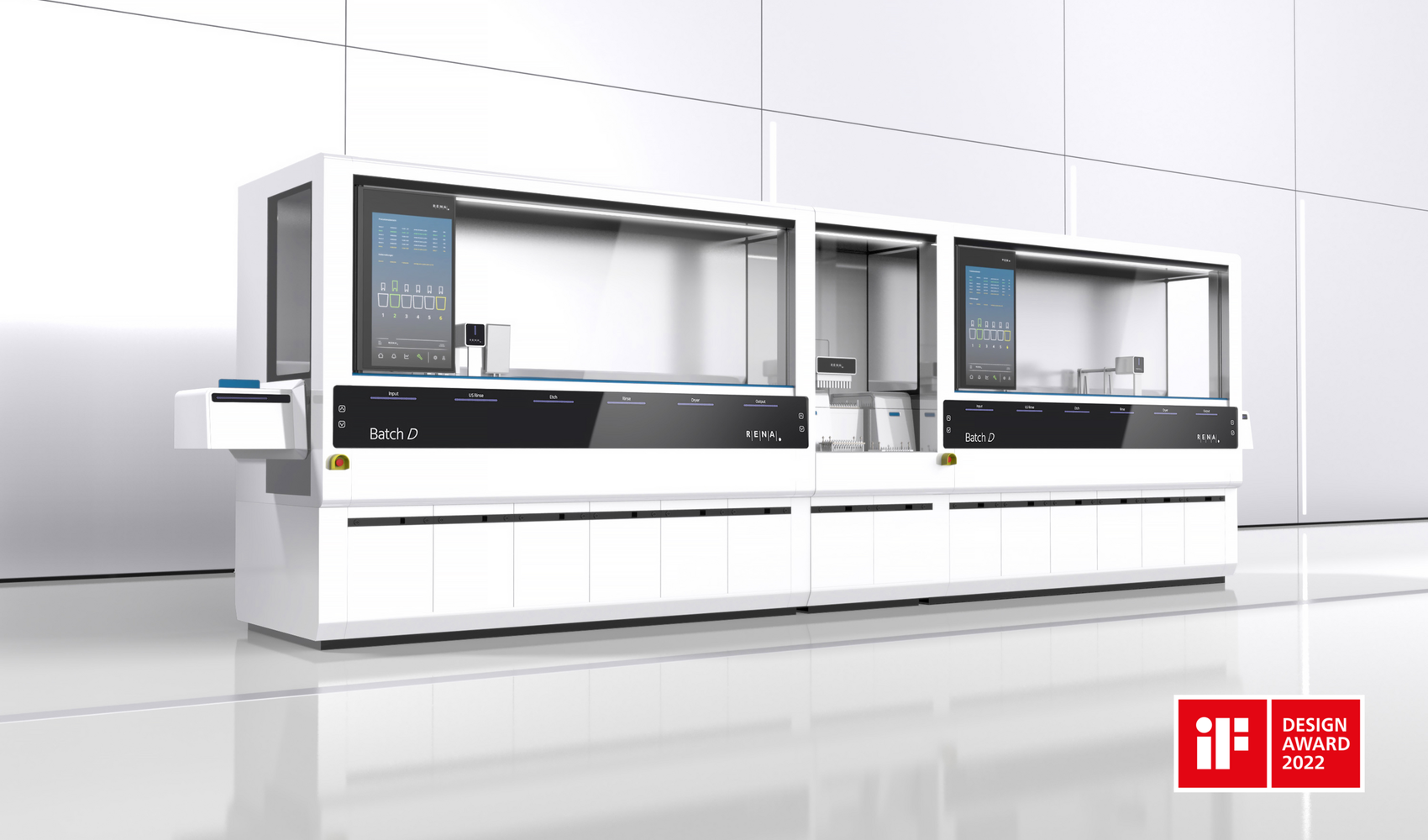 Maschinendesign der RENA Batch D nasschemischen Prozessanlage für industrielle Oberflächen- und Waferbehandlung