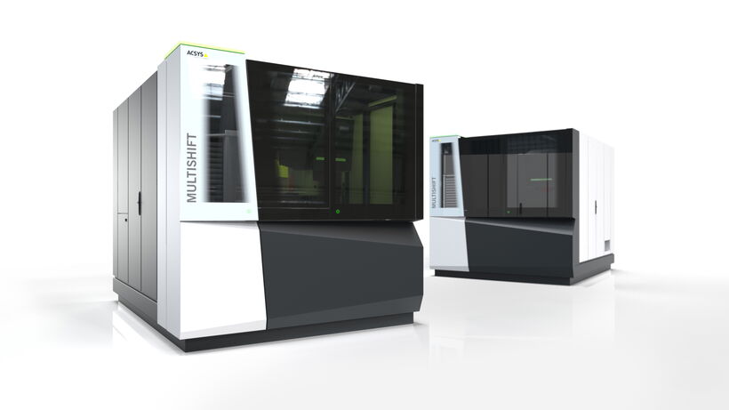 Systemdesign der Acsys MULTISHIFT Laserbearbeitungsanlage mit übertragbarer Designsprache für eine einheitliche Maschinenfamilie.