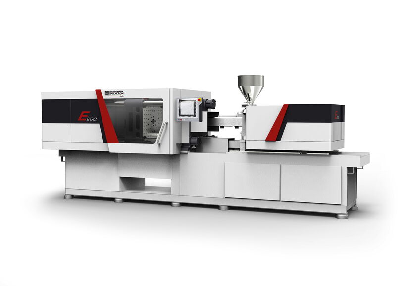 Milacron ELEKTRON E200 Spritzgießmaschine mit markanter Designsprache und konsistentem Corporate Design der globalen Produktfamilie.