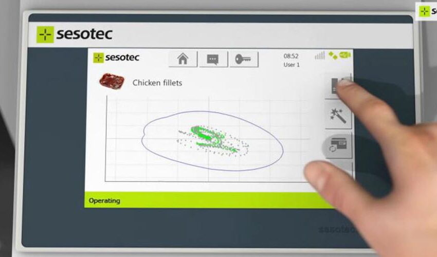 UX/UI design of the INTUITY CONTROL user interface for the Sesotec INTUITY metal detector used in the food processing industry.