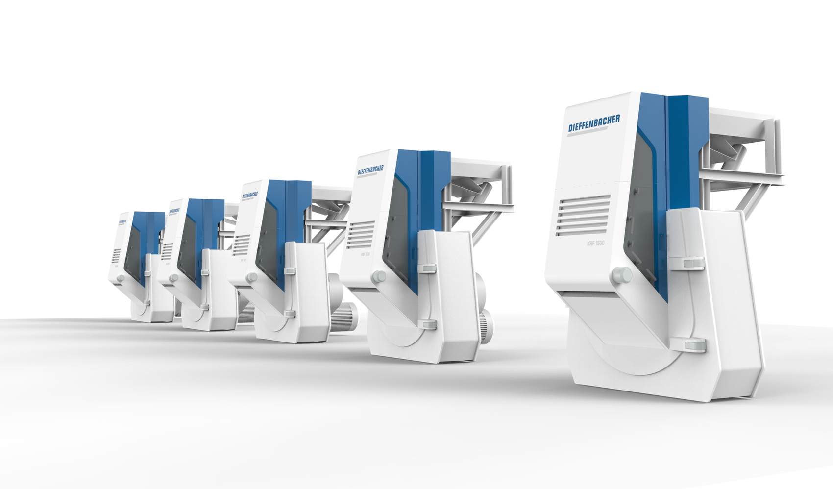 Produktfamilie des Dieffenbacher MRZ 1500 mit konsistentem Industrial Design und einheitlicher Maschinengestaltung, ausgezeichnet mit dem Focus Open Silver Design Award.