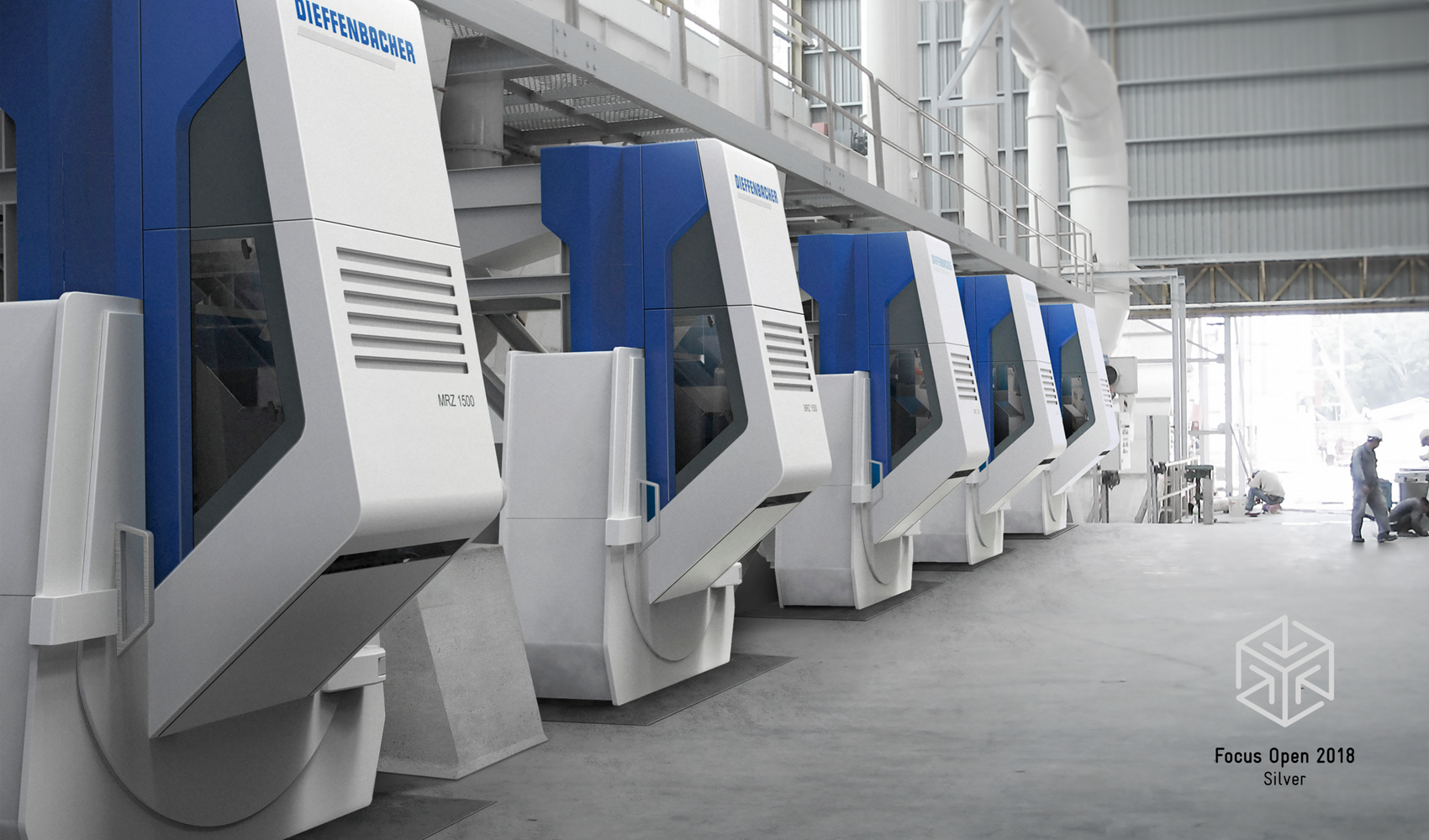 Industrial Design des Dieffenbacher MRZ 1500 Messerringzerspaners, ausgezeichnet mit dem Focus Open Silver Design Award 2018.