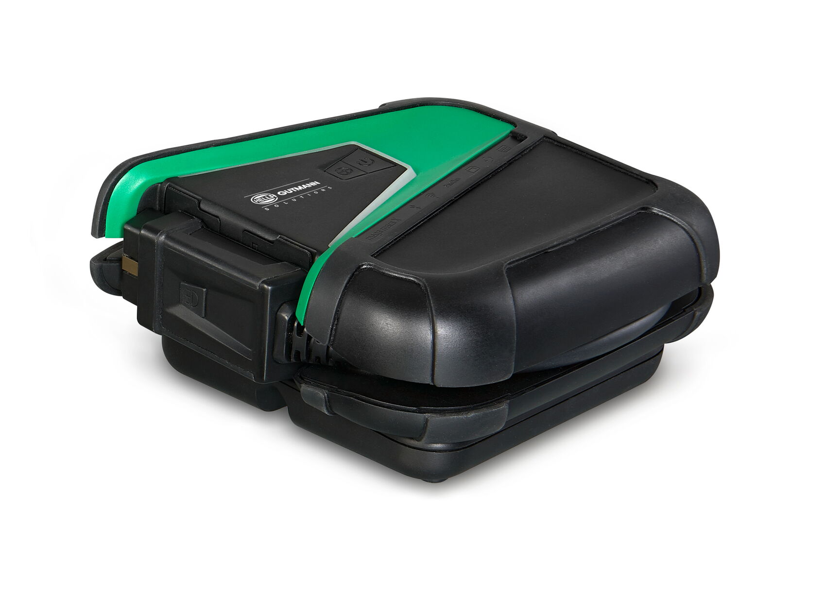 Automotive Diagnosegerät mit formschlüssiger induktiver Ladestation, robustem Gehäusedesign und integrierter Ladefunktion.