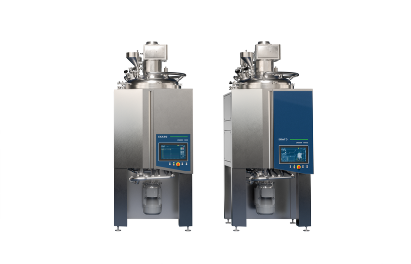EKATO UNIMIX 1000 Prozessanlage aus Edelstahl mit modernem Industrial Design, integriertem Bedienpanel und markanter Glasfront für Pharma- und Medizintechnik.