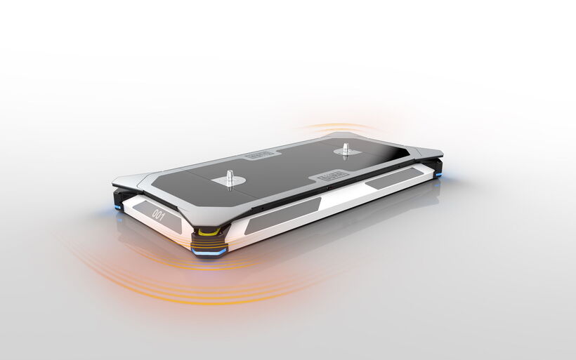 Industriedesign eines autonomen Transportsystems für Smart Factory, Intralogistik und industrielle Mobilitätslösungen.