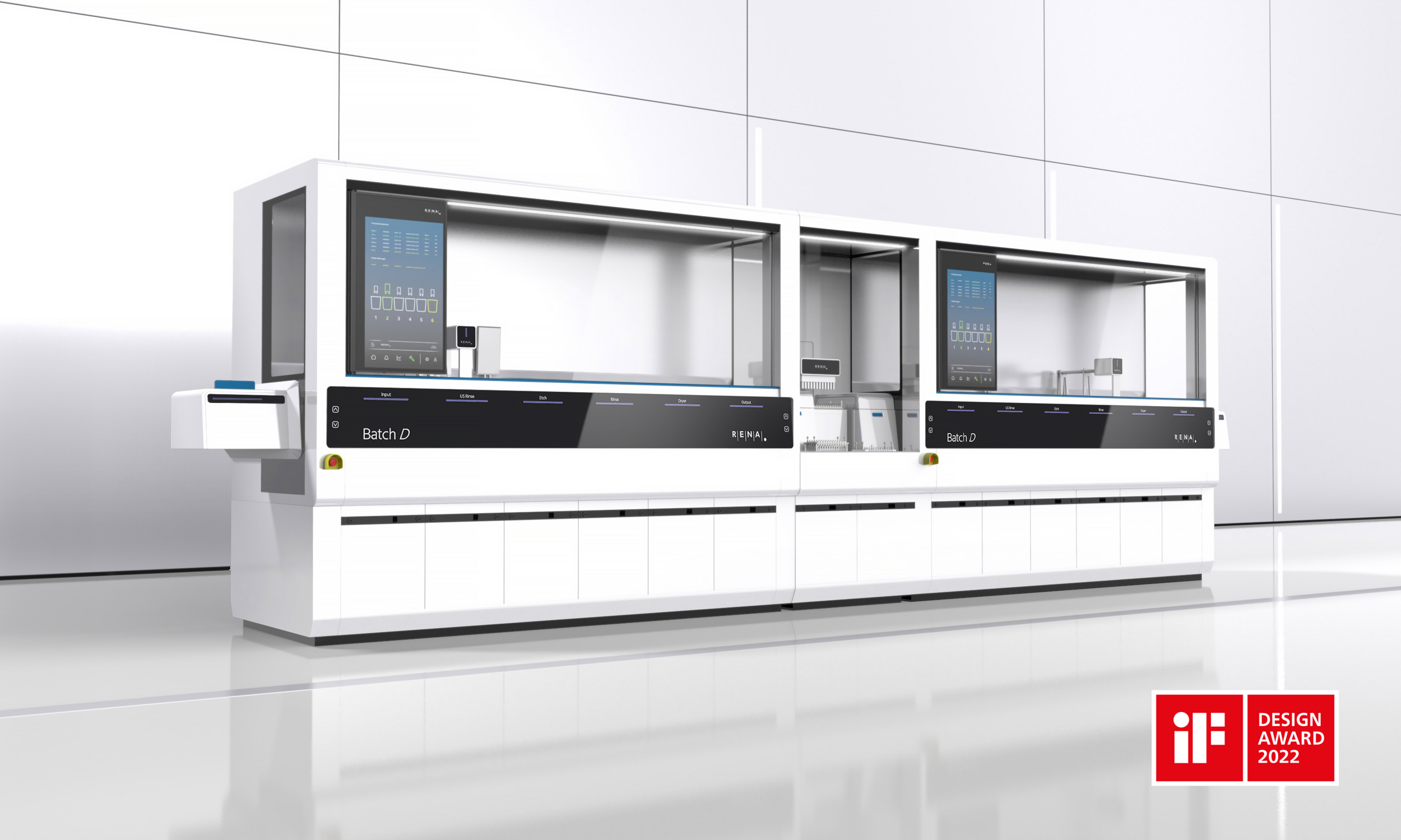 Maschinendesign der RENA Batch D nasschemischen Prozessanlage für industrielle Oberflächen- und Waferbehandlung