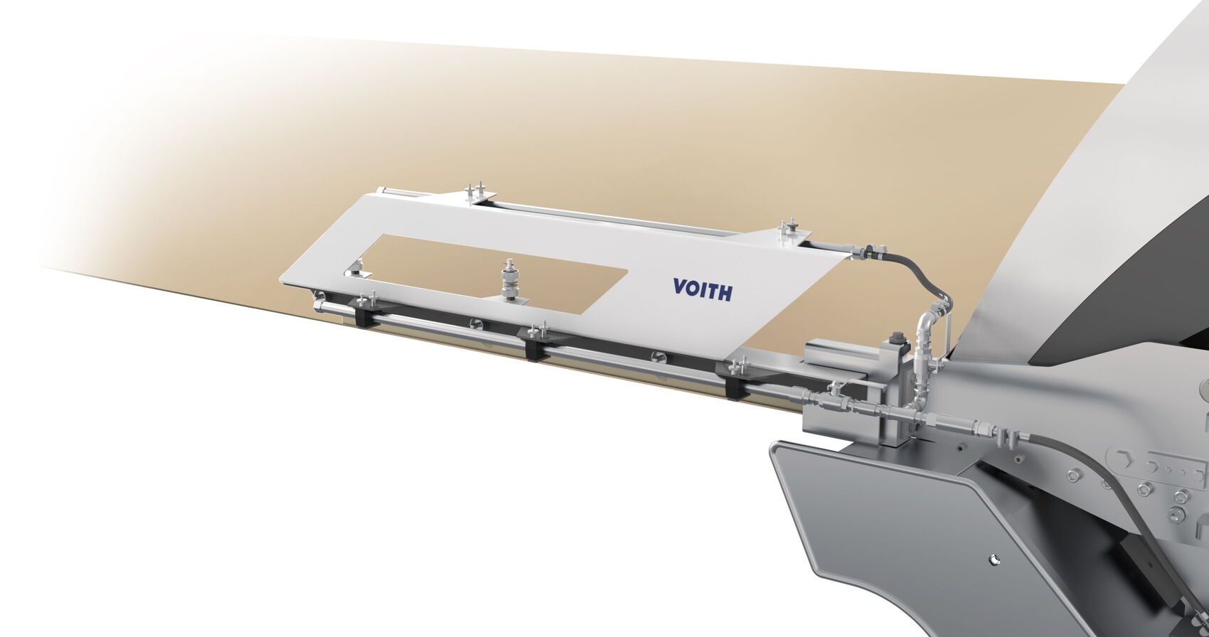 Maschinendesign-Detail der Edgemaster-Einheit an der Voith MasterJet 4 Headbox