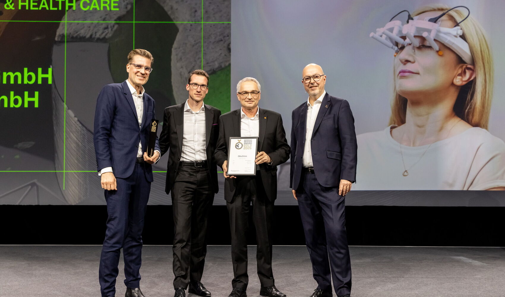 Preisverleihung des German Design Award 2026 in Gold für das Okustim 2 von Okuvision und defortec