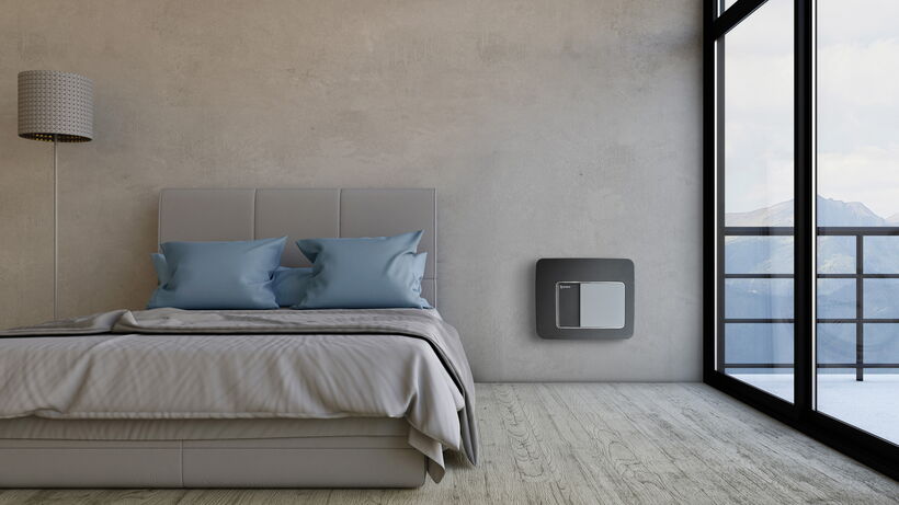 Der Luftreiniger Cube von Synexis integriert sich durch sein minimalistisches Konsumgüterdesign harmonisch in moderne Wohnräume.
