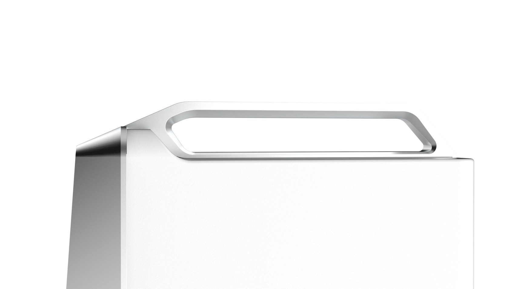 Detailansicht des integrierten ergonomischen Tragegriffs des Ovivo NanoPULS Wasseranalysegeräts im Industrial Design.