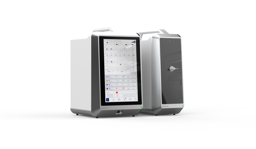 Ovivo NanoPULS Analysegerät mit großem Touchdisplay und von defortec entwickeltem User Interface für die Wasseranalyse.