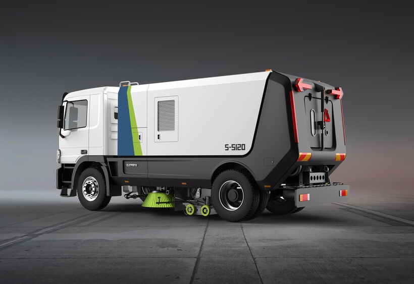 Straßenkehrmaschine von Qunfeng mit modernem Commercial Vehicle Design und klarer Fahrzeugarchitektur.