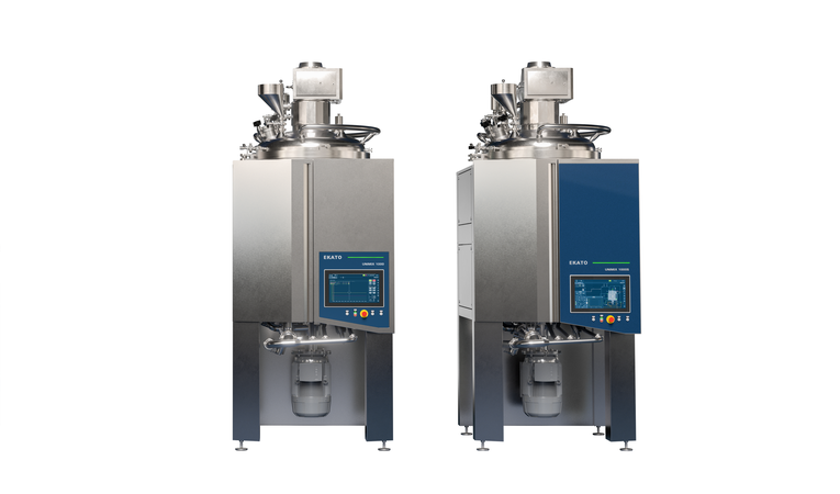 EKATO UNIMIX 1000 Prozessanlage aus Edelstahl mit modernem Industrial Design, integriertem Bedienpanel und markanter Glasfront für Pharma- und Medizintechnik.